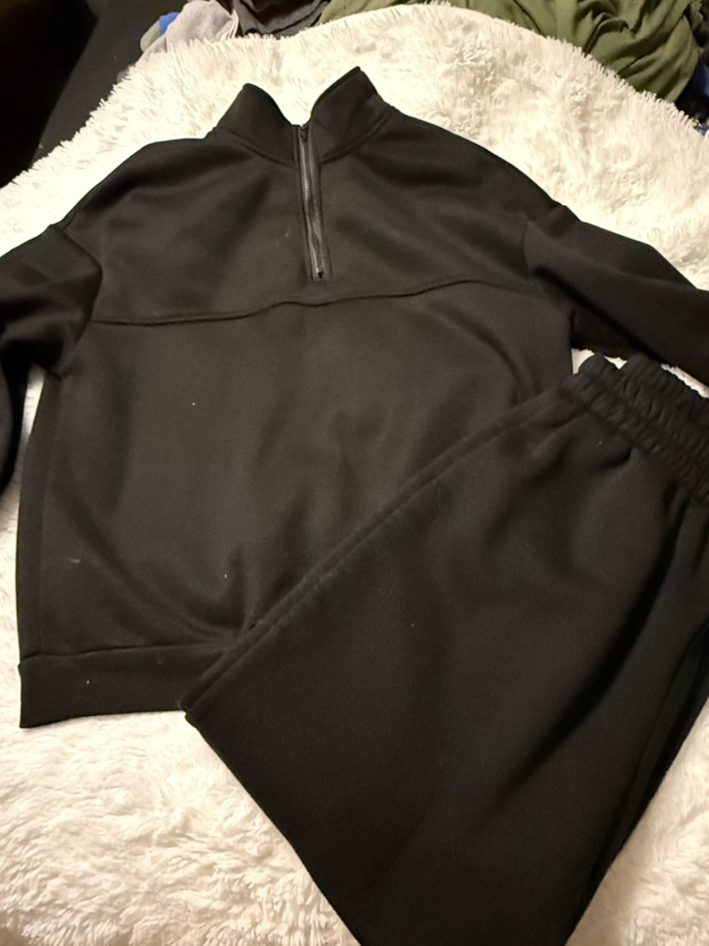SHEIN Black Zip-Up Pullover Set